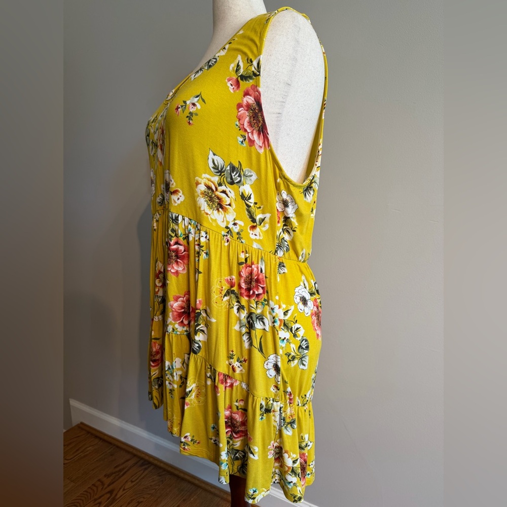 Torrid Yellow Floral Supersoft Tiered Babydoll Tank - Torrid Size 3 (22-24, 3X) - Picture 10 of 16